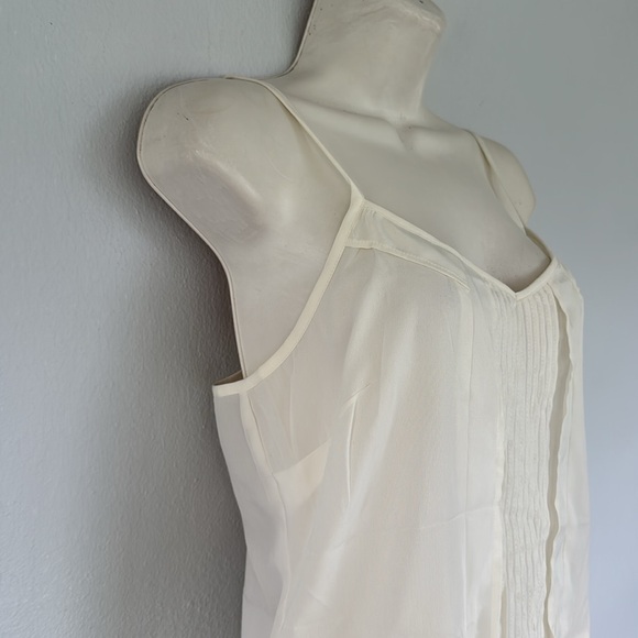 Jessica Simpson white semi sheer spaghetti strap pleated front tank top medium - Picture 6 of 12